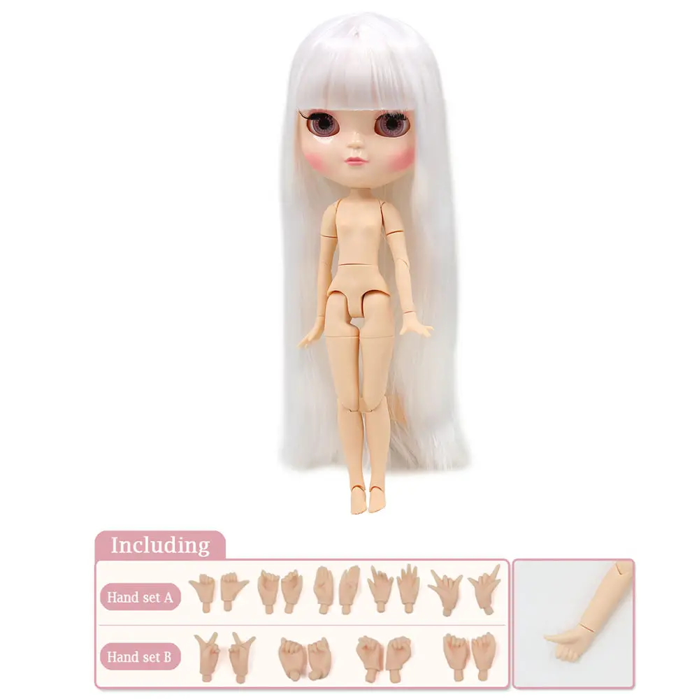 

Fortune Days icy 1/6 doll 30cm soft Pure white straight hair joint body extra hand setAB gift toy doll.