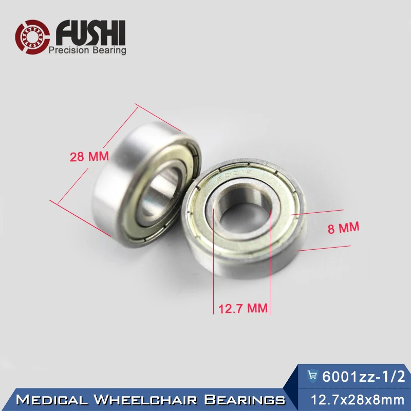 

Wheelchair Rear Wheel Drum Bearing ID 0.5 inch ( 2 Pcs ) 12.7x28x8 mm Wheelchair Accessories 6001 ZZ Pressure Wheel Bearings