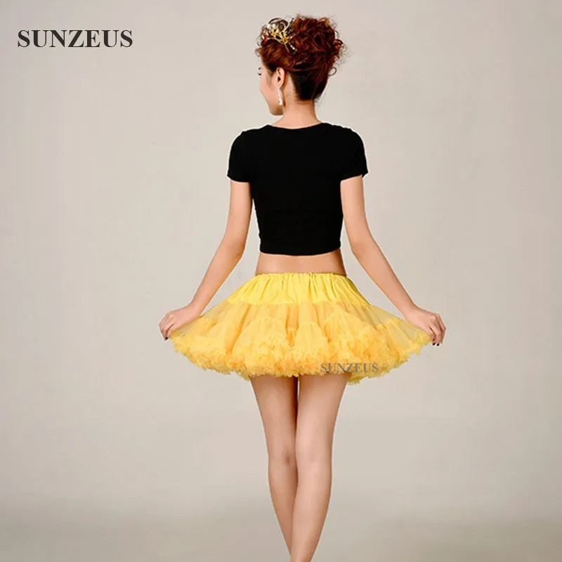 Sexy Tutu giallo corto sottoveste con volant sottogonna abito da sposa accessori Costume jon-( vita 60-110 CM/lunghezza 40 CM)