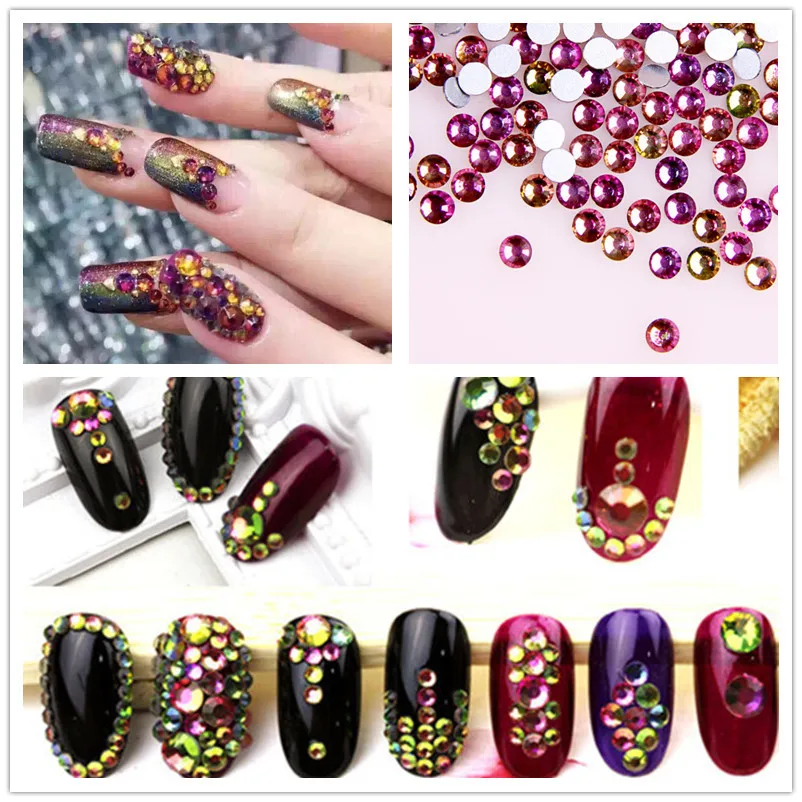 1440pcs/lot colorful flame drill Non Hotfix Flatback Rhinestones for Make-up and Nails Art Decoration Glitter Gems Jewelry Beads