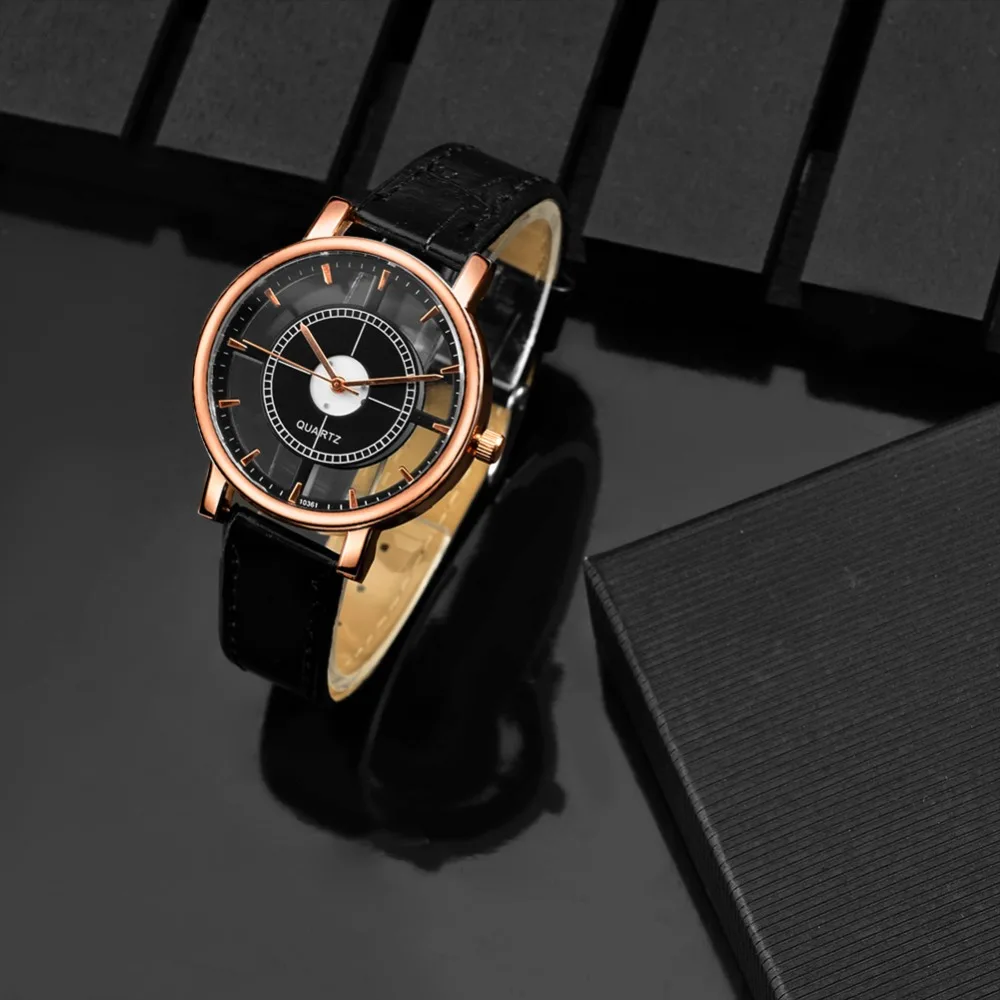 New Arrival Luxury Rose Gold Watch Unique Fashion Transparent Dial Quartz-Watch Women Watches Leather Strap Ladies Watch Hour