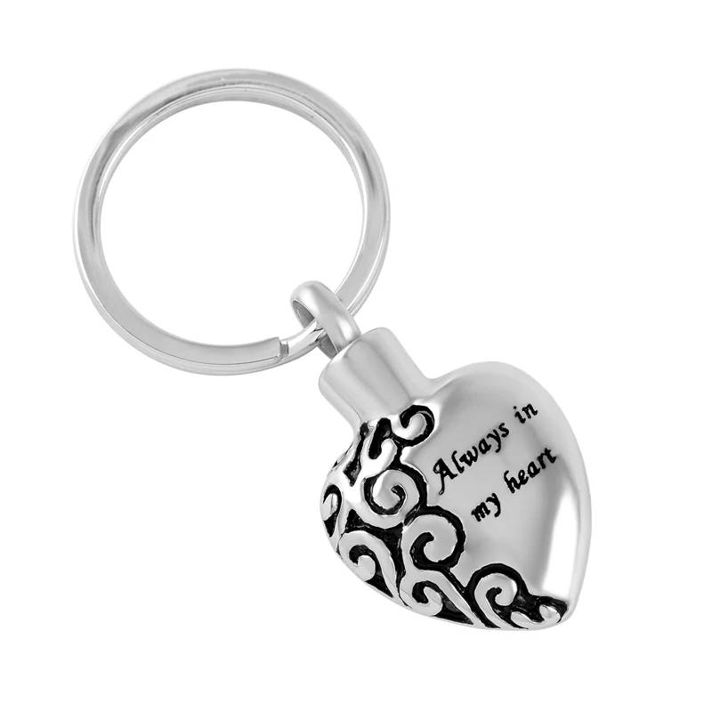 

Always in my heart Cremation Jewlery Keychain Tag Memorial Jewelry Cremation Urn Pendant with Different design keyring