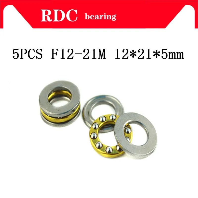 Free Shipping 5PCS F12-21M Axial Ball High Quality Thrust Bearings 12mm x 21mm x 5mm Plane thrust ball bearings for 12mm shaft