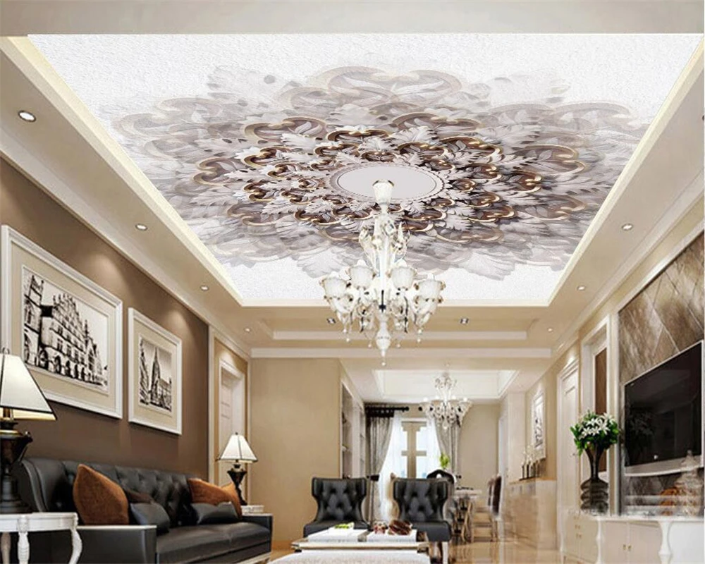 Beibehang Custom wallpaper 3d luxury palace style European ceiling TV background wall home decoration background 3d wallpaper