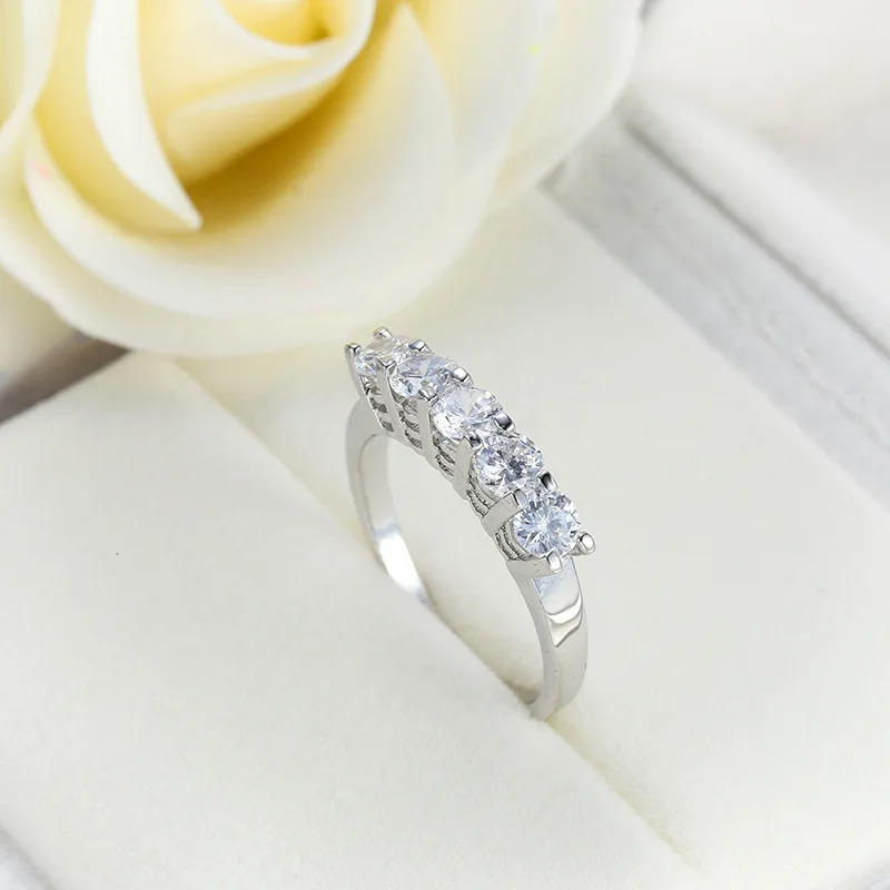 New Silver Color Wedding Ring Rose Gold Color CZ Zircon Vintage Engagement Simple Rings For Women Jewelry Bagues Pour Femme