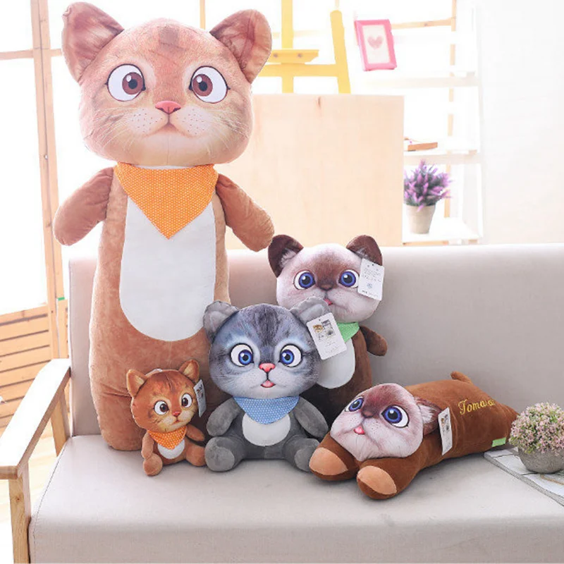 

45/100 см симпатичная мягкая 3D имитация мягкой кошки, игрушки, двухстороннее сиденье, диван, подушка, подушка, кавайное плюшевое животное, кошка, куклы, игрушки, подарки