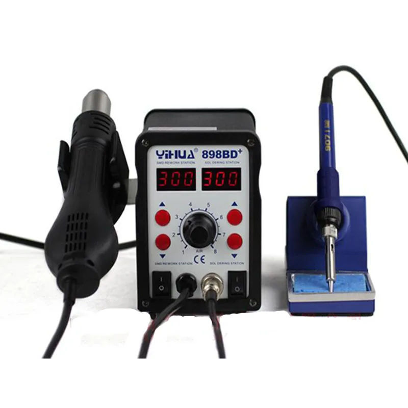 2in1 Digital Display Electric Solder iron + Hot Air Heat Gun SMD Rework Soldering Desoldering Station