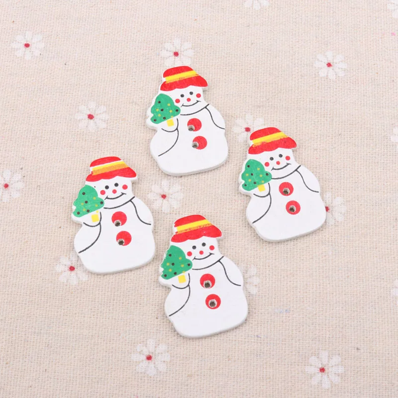 Wooden Mixed Christmas Snowman Pattern Buttons Scrapbook Collection Handmade Sewing Home Decoration DIY 36x24mm 20pcs