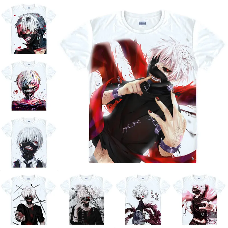 Coolprint Japanese Anime Shirt Tokyo Ghoul T-Shirts Multi-style Short Sleeve Ken Kaneki One-Eyed King Cosplay Costume Kawaii