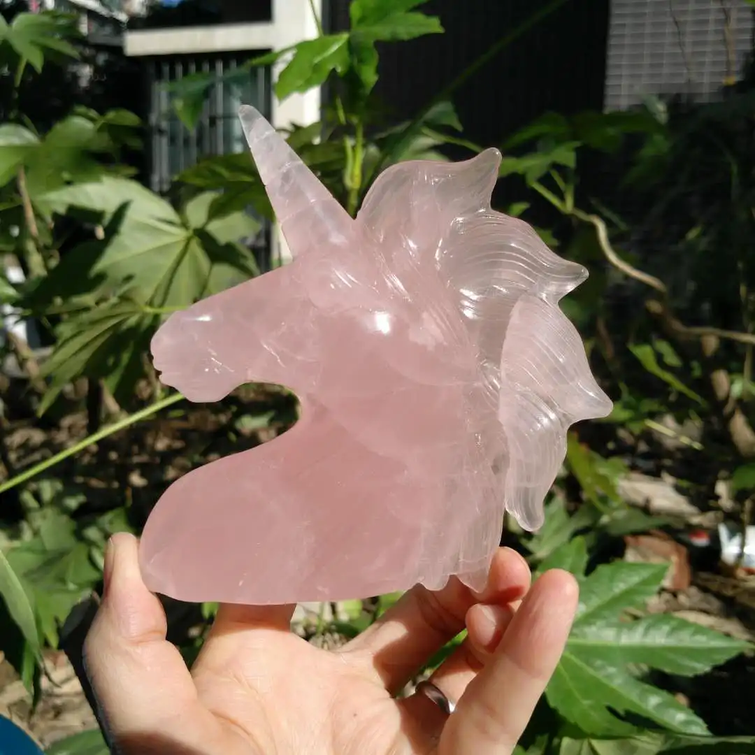

4" Rose Quartz Unicorn Pink Hand Carved Unicorn Crystal Statue Healing Energy Crystal Sculpture Unicorn Gemstone Love Gift