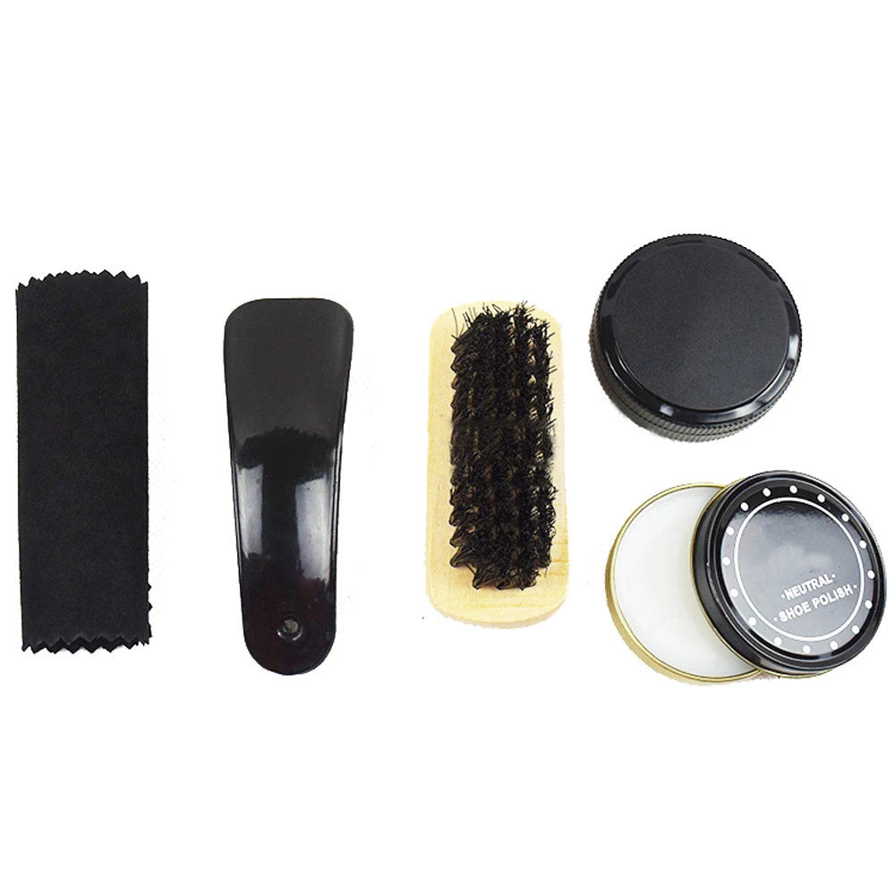 Nylon Case Shoe Shine Care Set Neutral Polish Brush Kit  for Boots Shoes Sneakers