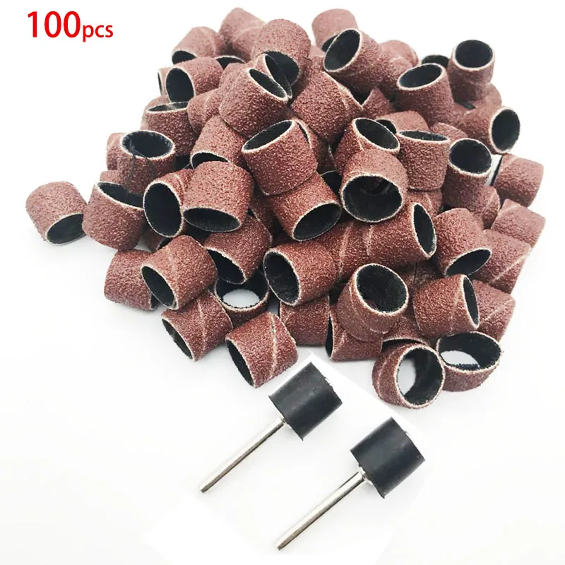 

100pcs Sanding Bands Sleeves & 2 Mandrels Electric Grinding Polishing Sandpaper Circle Sand Ting