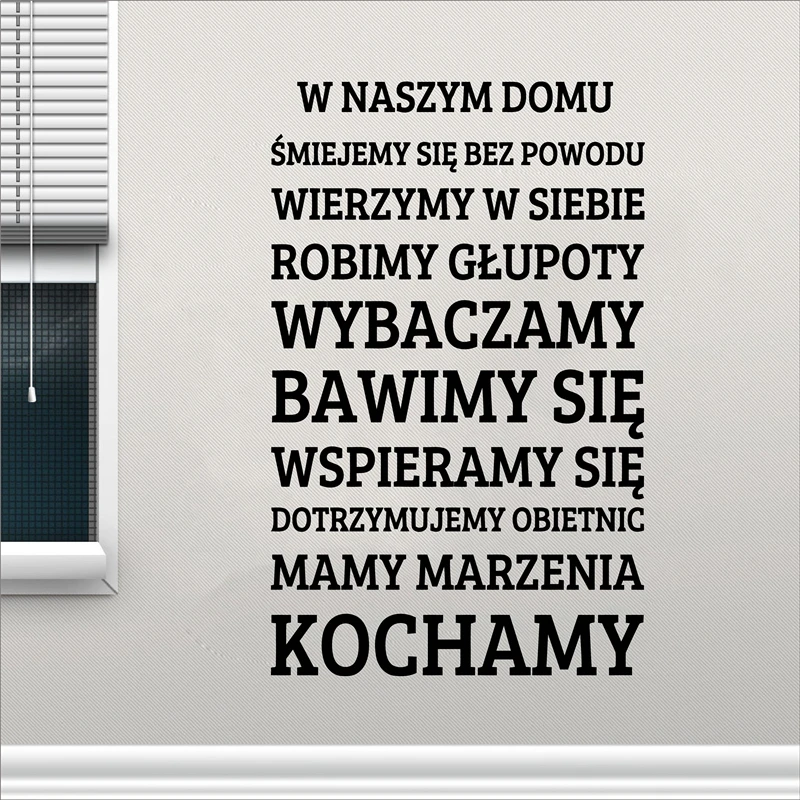 Poland Version House Rules Vinyl Wall Art Decal , Polskie Language Quote Wall Stickers For Home decoration