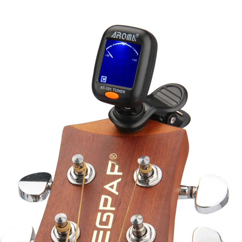 AROMA AT-101 Portable Mini Clip-on Digital Tuner Chromatic/Guitar/Bass/Violin/Ukulele Tuner Universal Portable Guitar Tuner