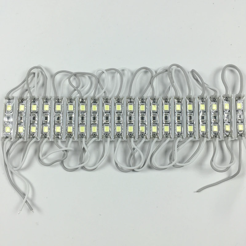 100pcs 2835 LED lights DC12V SMD 2835 Mini LED Module 2LED Waterproof For Advertising Board Display Window Pure White 26x07mm