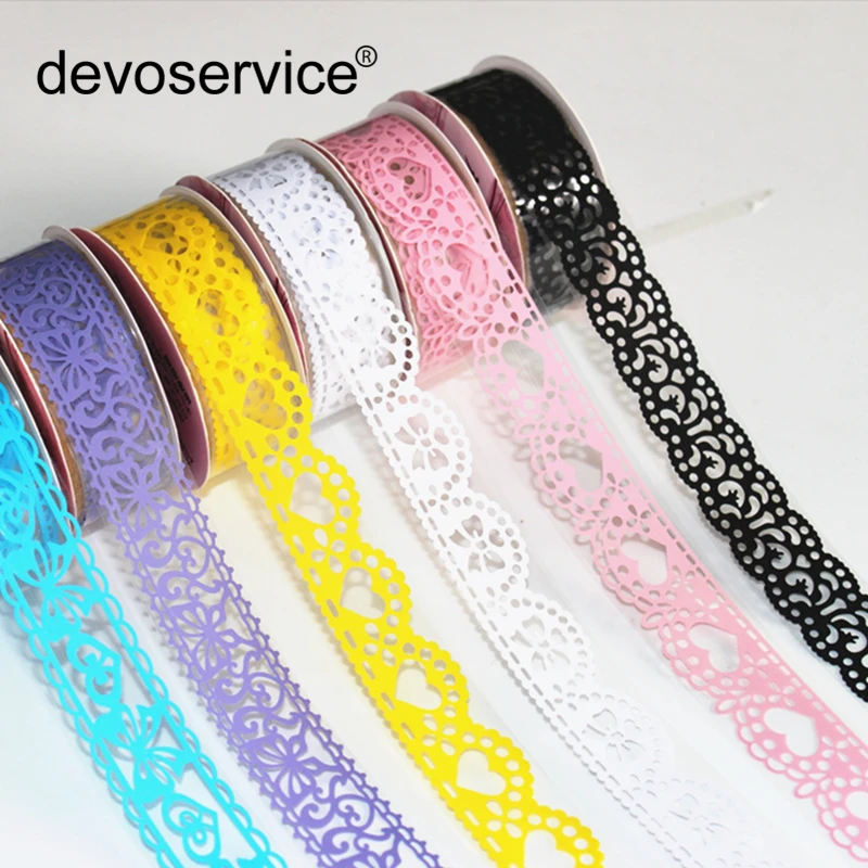 2pcs/Lot 18mm*1M Fashion Colored Openwork Lacy Tape DIY Photo Album Decorative Waterproof Tapes Paste Photo Album Accessories