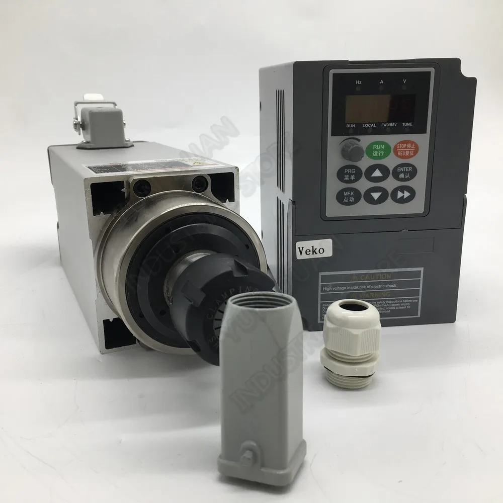 

1.5KW 2HP ER20 1mm-13mm 220V 18000RPM AC Spindle Motor Air Cooled Ceramic Bearing with 1PH To 3PH VFD Inverter for CNC Router