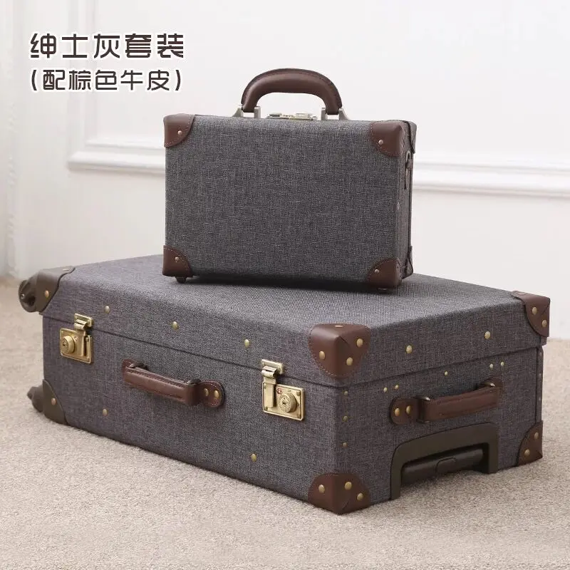 New 2PCS/SET Vintage Floral Travel Bag Rolling Luggage,13\