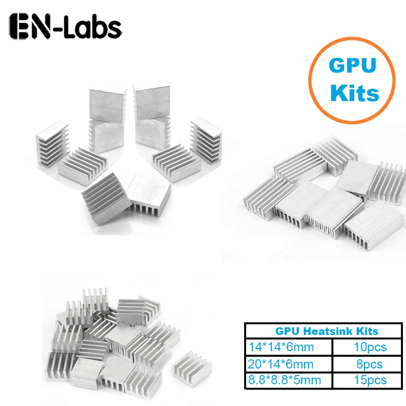 En-Labs 1Set/33pcs Aluminum Heat Sink Radiator Heatsink  Cooler Kit for GPU Graphics Card ,VGA Video Card Heat Dissipation
