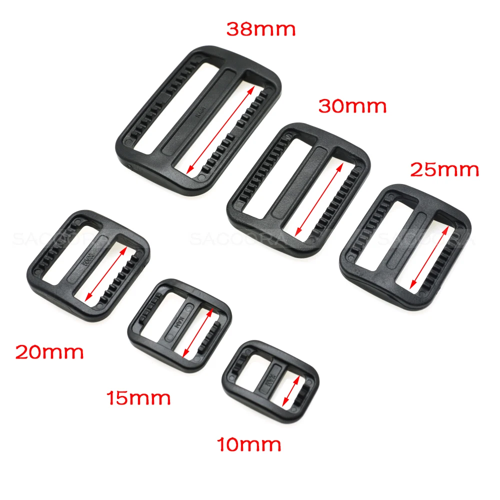 Plastic Tri-Glides Slider Adjustable Buckle Belt  Buckle Moll Tactical Bag Parts Webbing size 10mm 15mm 20mm 25mm 30mm 38mm