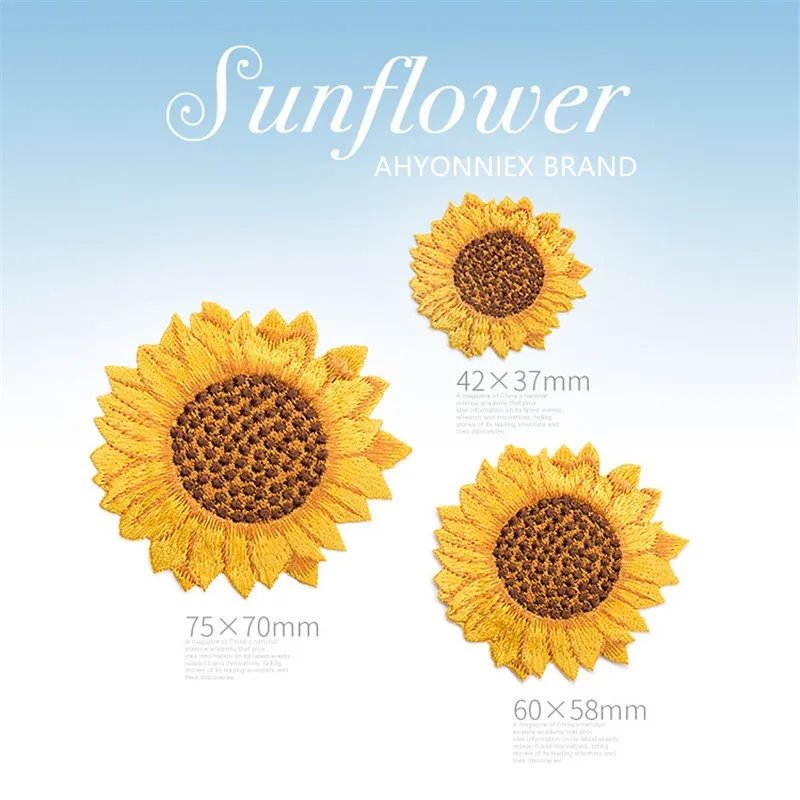 1 PCS High Quality Yellow Sunflower Embroidered Iron On Patches for Clothes Dress Jacket Jeans Stickers Clothes DIY Patches