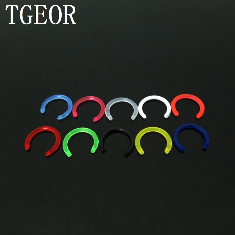 Hot wholesale body jewelry parts 80pcs 1.2*8mm colors acrylic flexible piercing horseshoe BCR shaft free shipping