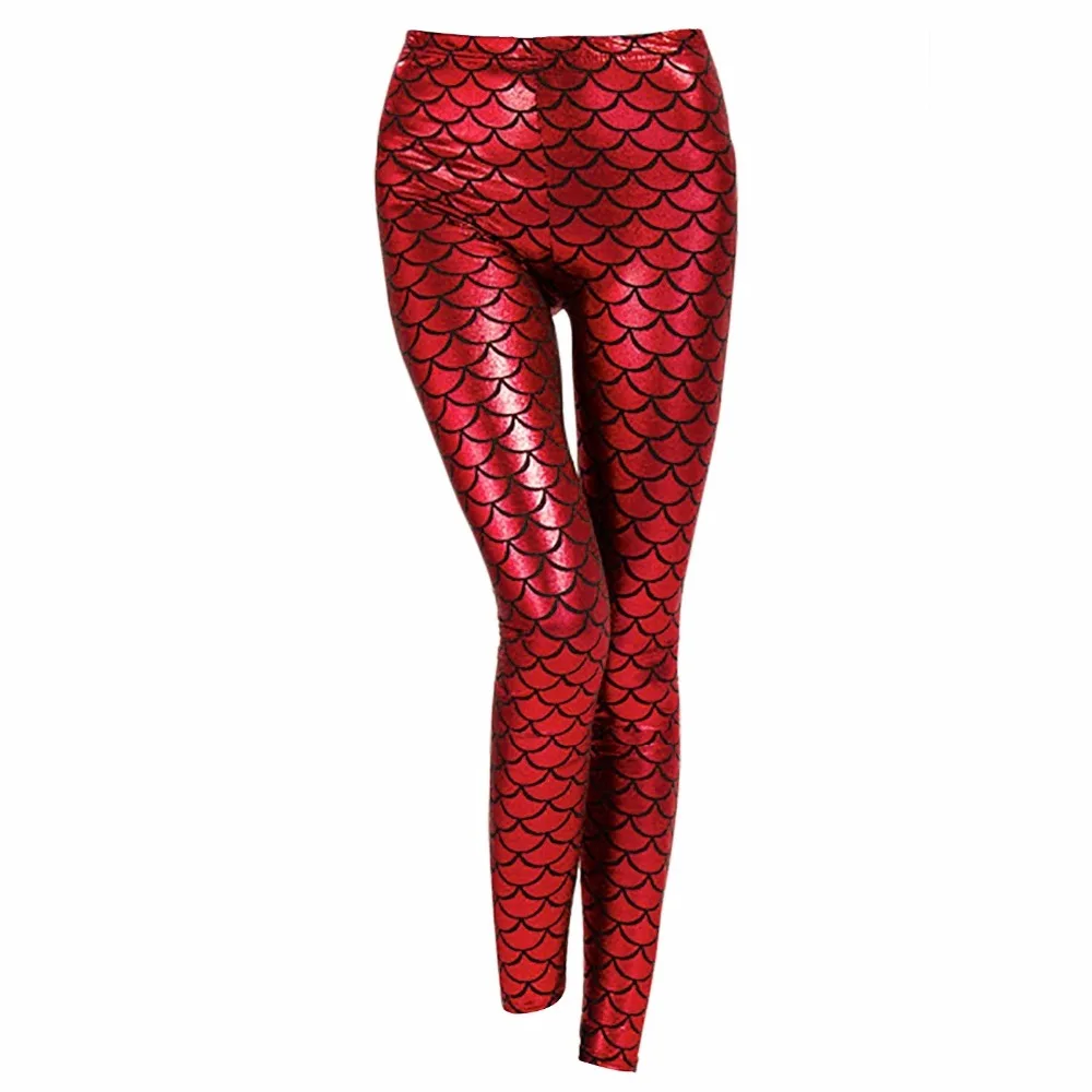 Hot Fish Scale Mermaid Print Skinny Stretchy Panty Broek