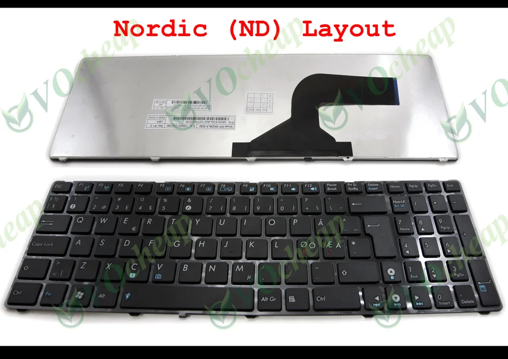 Scandinavian Nordic ND Laptop Keyboard tastatur tangentbord for ASUS G60 K52 G51 G53 N61 U50 X61 G60J G60V G60JX G60VX G73 Black