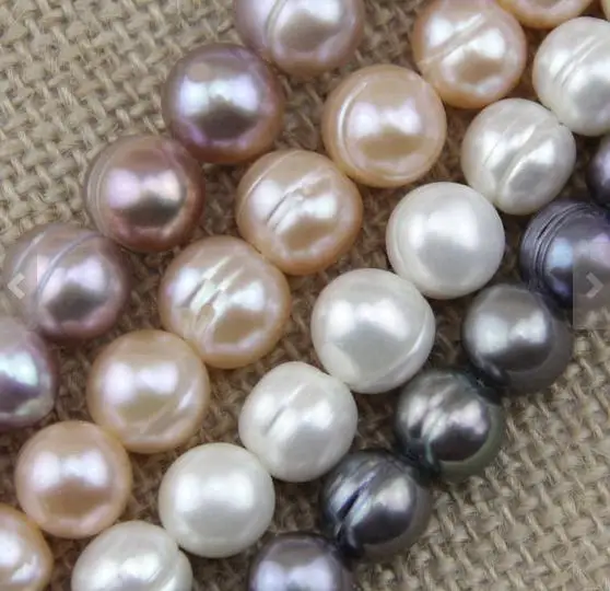 Unique Pearls jewellery Store 10mm Round Genuine Freshwater Pearl Loose Beads One Full String DIY Jewelry Material LS021