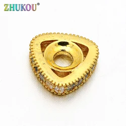 10*2.5mm Handmade Brass Cubic Zirconia Triangle Beads DIY Jewelry Findings Accessories, Model: VZ106