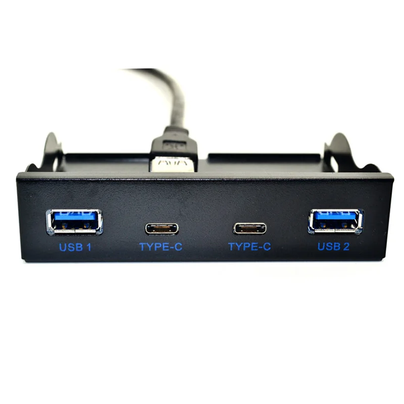 USB Hub USB C Hub 3.5 Inch Floppy Drive Front Panel 2 Port USB 3.0 + 2 Port USB 3.1 Type C 20 Pin Connector For Desktop Computer