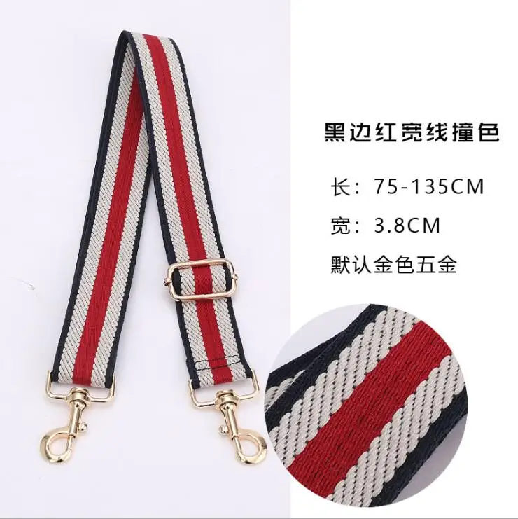 

Bag Strap Accessories for Women Adjustable Shoulder Handbag Stripe Straps Decorative Handle Replacement Ornament Black- Red