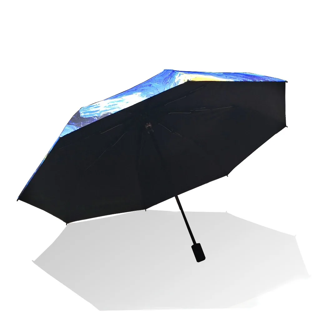 LIKE RAIN Van Gogh Oil Painting Umbrella Rain Women Brand Paraguas Creative Arts Parasol Female Sun And Rain Umbrellas YHS01