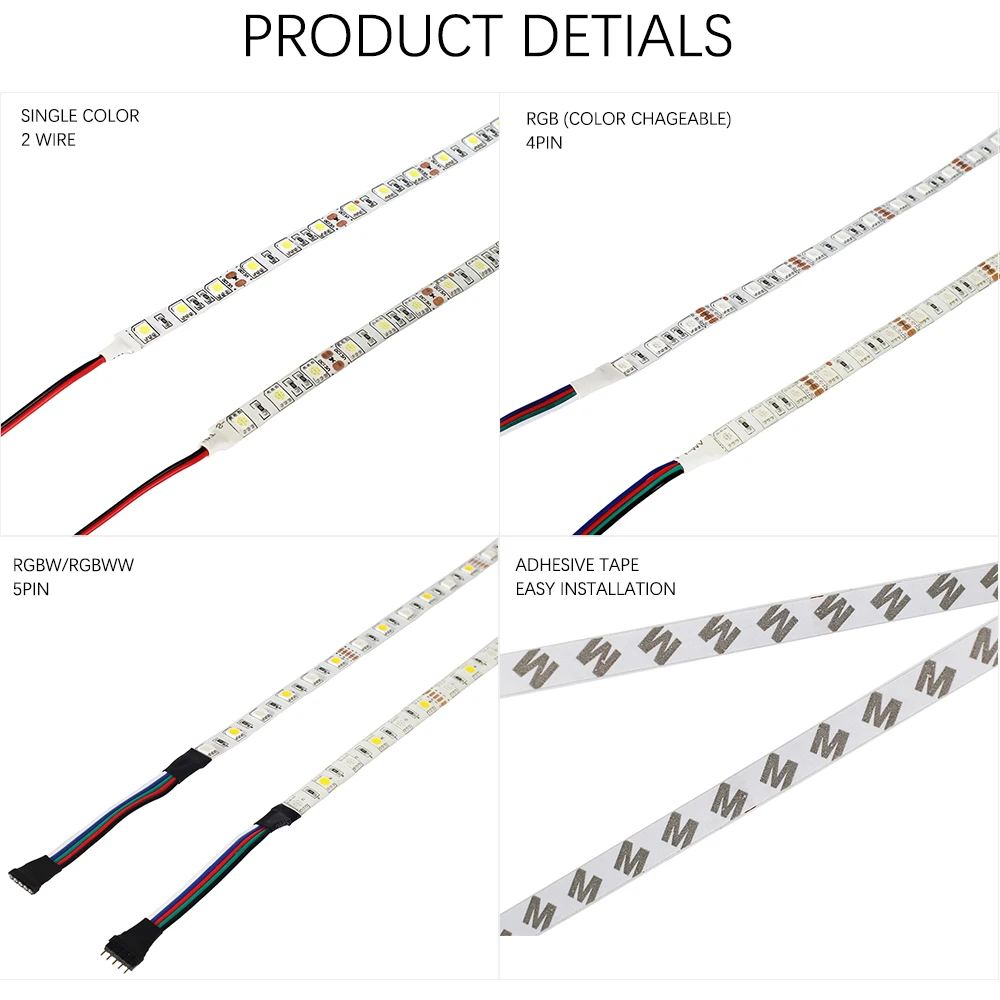 12V RGB,RGBW,RGBWW LED Strip 5050 Flexible Strip Lights 60LEDs/m White,Warm white,Red,Green,Blue,Led Diode Tape IP65 Waterproof