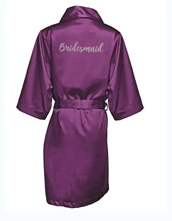 Plain Satin Robes Women Wedding Robe Bride Bridesmaid Robes Dressing Gown Bridesmaid Silk Robe Plum Silk Robes for Women Slipper