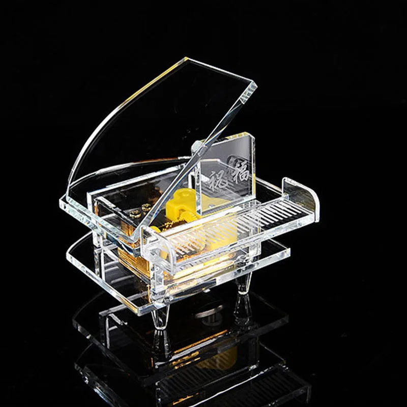 

Crystal Piano Music Box Customize Frame Romantic Creative Figurines Crafts Ornaments Wedding Decoration