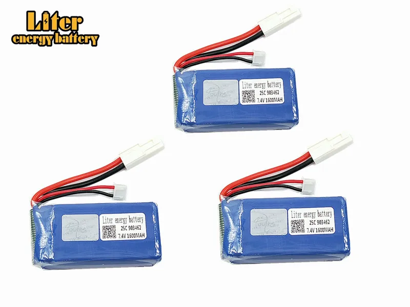 3PCS 7.4V 1600mAh 25c battery For FT009 Remote controlboat speedboat battery 903462 7.4V 1600mah EL EL-2P PLUG