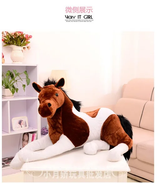 new plush simulation horse toy lovely brown and white horse doll gift toy about 70cm 1449