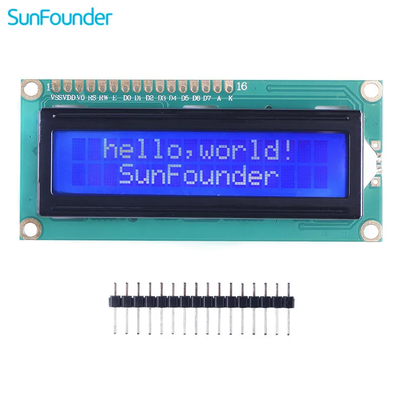 SunFounder LCD1602 Module with 3.3V Backlight,16*2 Character White on Blue Background