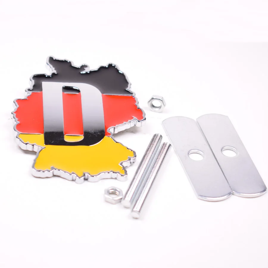 YAQUICKA 3D Metal Germany Flag Emblem Front Hood Grill Grille Badge For Audi Mercedes for porsche BMW Volkswagen etc Car Styling