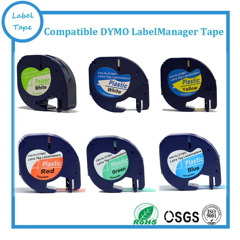 6pcs all colors DYMO LetraTAG tape white, yellow, red, green blue LT 91200, 91201,91202, 91203, 91204, 91205 for labeling tape