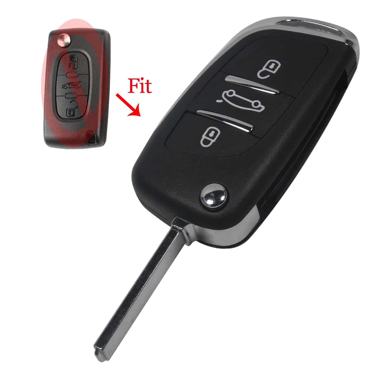 Jingyuqin Upgrade Flip Remote Car Key Shell For Citroen C3 C4 C5 C6 Berlingo Xsara Picasso Peugeot 207 308 407 408 607 Partner