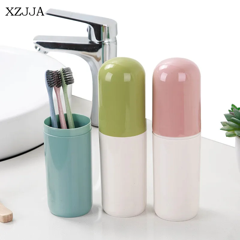 XZJJA Creative Portable Bathroom Toothbrush Storage Boxe Tooth Brush Toothpaste Organizer Travel Tableware Fork Spoons Container