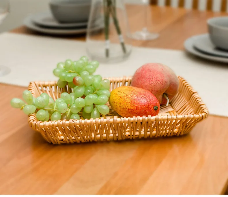 1PC Storage Baskets Rattan Handwork Basket Bread Basket food fruit basket for kitchen and living room dining room OK 0449