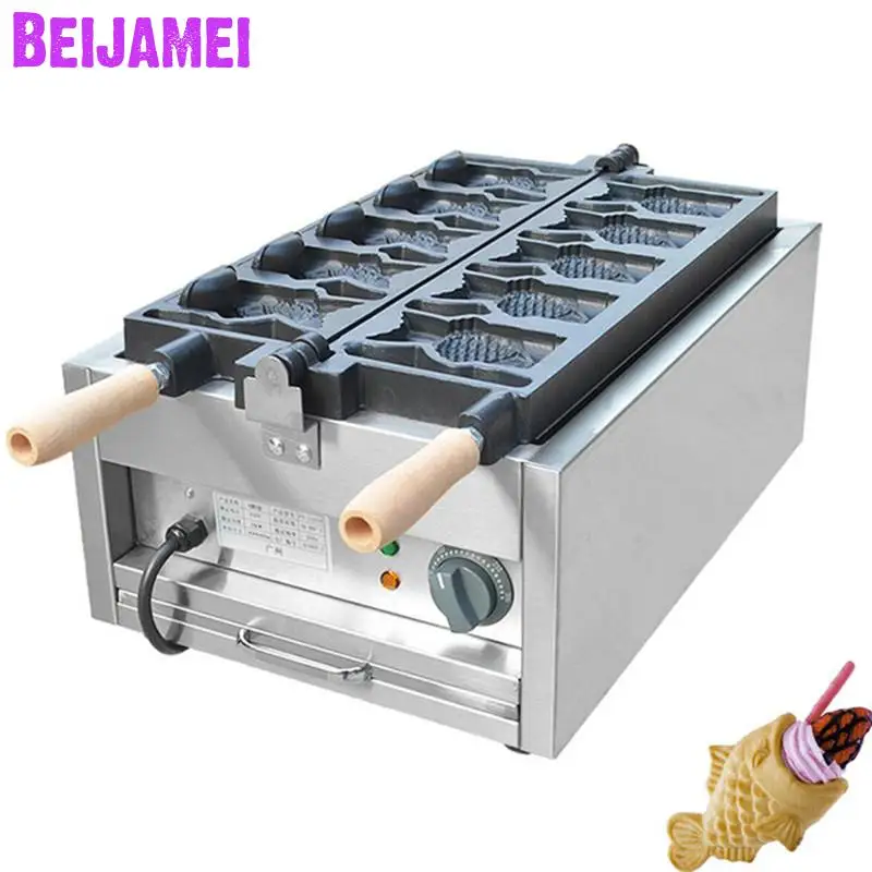 BEIJAMEI Electric Ice Cream Taiyaki Machine/Mouth Opening Fish Cake Maker Machine/Commercial Taiyaki Making Machine For Sale