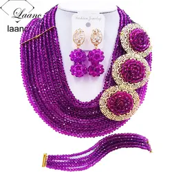 Brand Laanc African Beads Purple Jewelry Set Nigerian Wedding Necklace Bridal Jewelry Sets 10R3H019