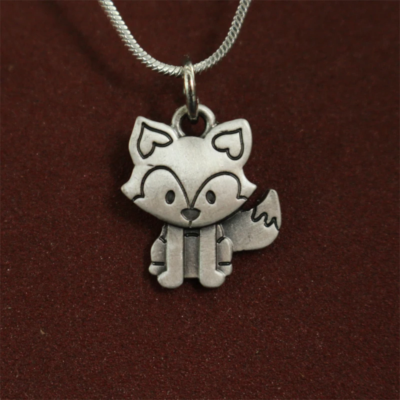 lanseis 20pcs wholesale  Cute tiny fox Necklace pendants for women necklace Animal jewelry Simple necklaces gift for friend