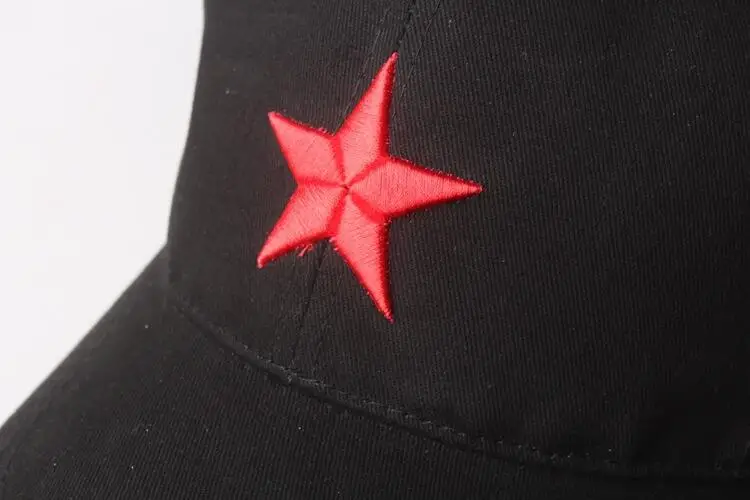 jiangxihuiyian Brands 2018 Hot 100%cotton red star baseball cap pentagram embroidery leisure hat 3color 1pcs brand new arrive