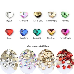 Hot 5mm Heart shap nail art rhinestones 11 colors exquisite crystal stone size two styles 30pcs / 100Pcs for 3D nail decoration