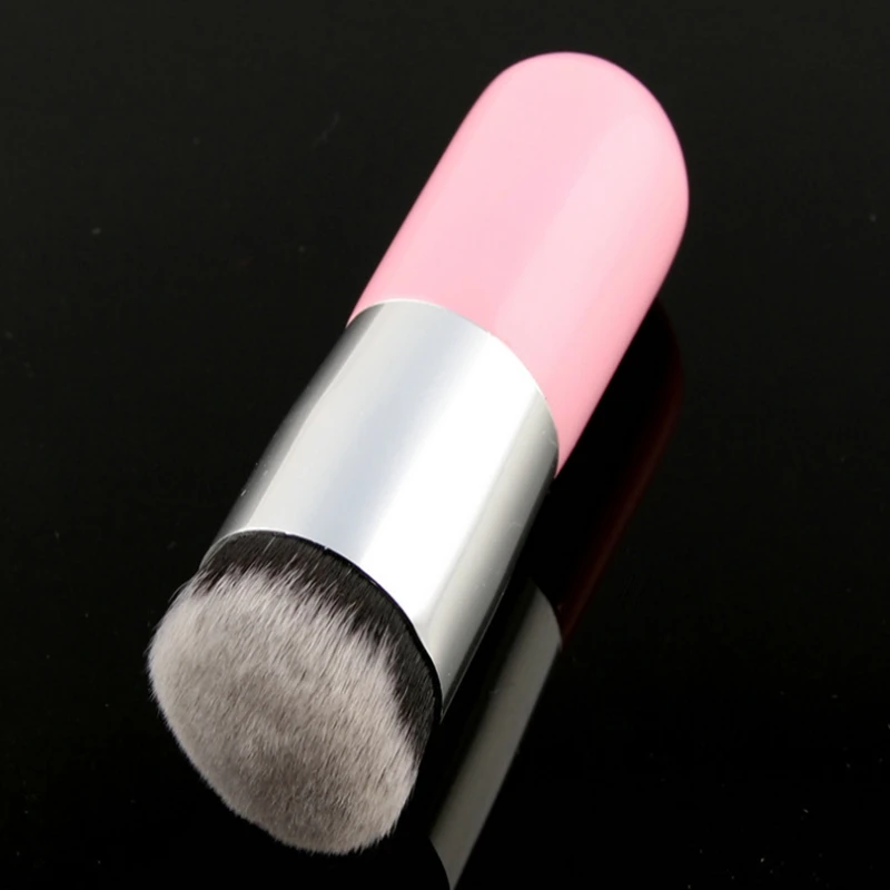 50pcs/lot 10.5cm Longth Chubby Pier Wood Foundation Brush Flat Cream Makeup Brushes soft Professional Cosmetic Make up Brush 2